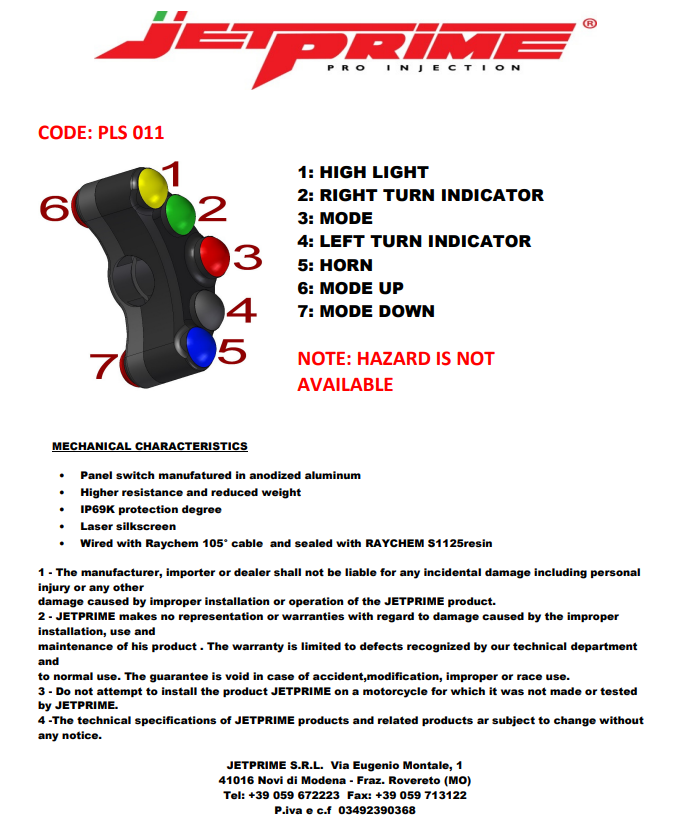 Lenkerschalter Street links JetPrime Suzuki GSX-R 1000 (17-23) JP PLS 011