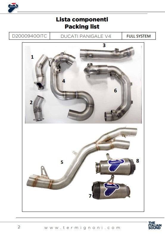 Termignoni Komplettanlage Edelstahl D200 RHT Ducati Panigale V4 R (19-24) D20009400ITC