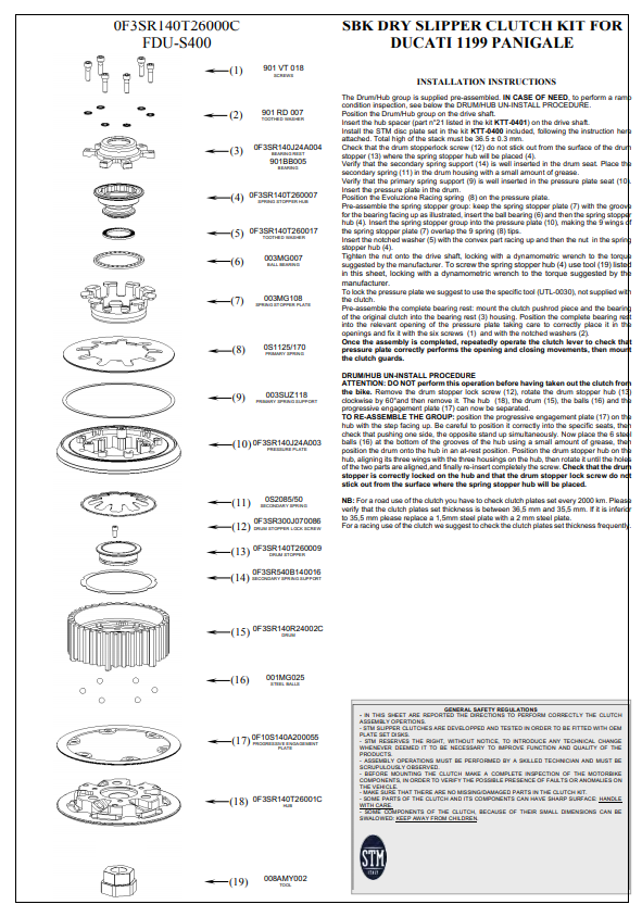 STM EVO SBK Trockenkupplung Ducati Panigale 1199/1299 KTT-0400
