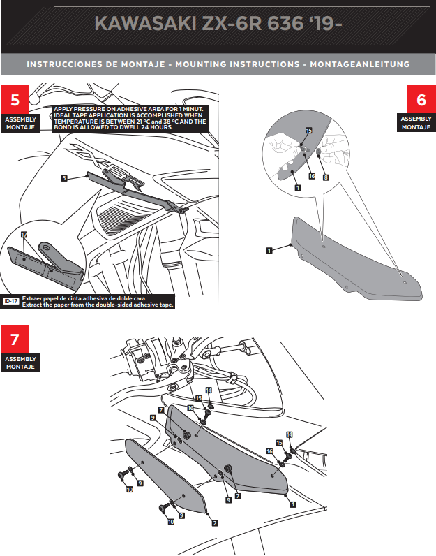 Puig Winglets Spoiler Downforce Kawasaki ZX-6R 636 (18-23) 3176