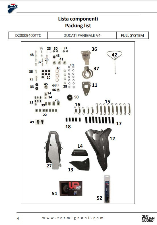 Termignoni Komplettanlage Titanium D200 RHT Ducati Panigale V4/S (18-24) D20009400TTC