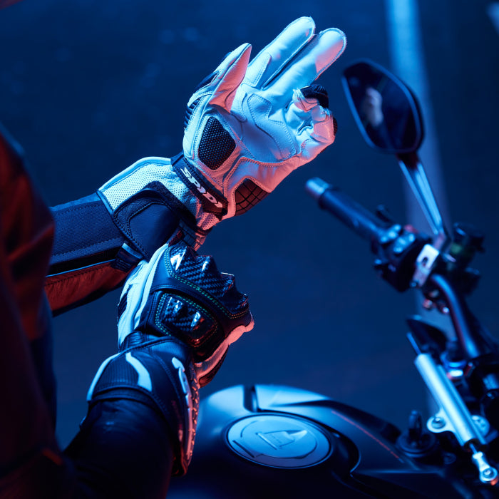 Spidi Carbo Kangaroo Racing Motorrad Lederhandschuhe | Herren | Schwarz-Weiß | A216011