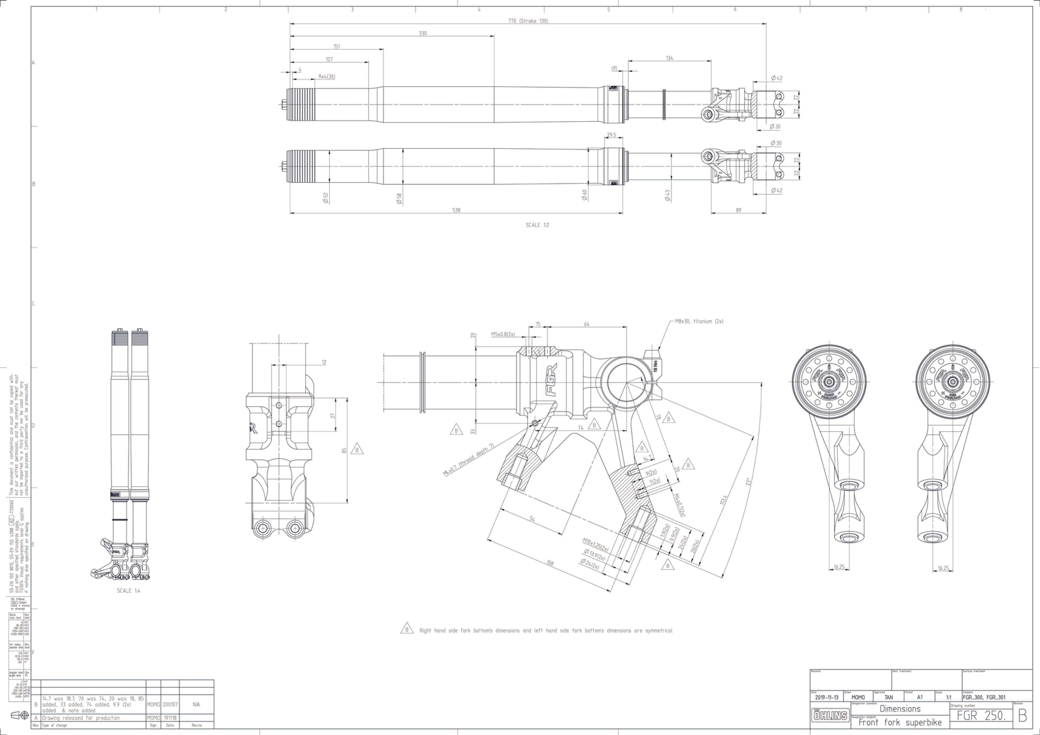 Öhlins FGR 250 Racing Gabel USD Telegabel Rennsport Ducati Panigale V4/S (2025) FGR 256
