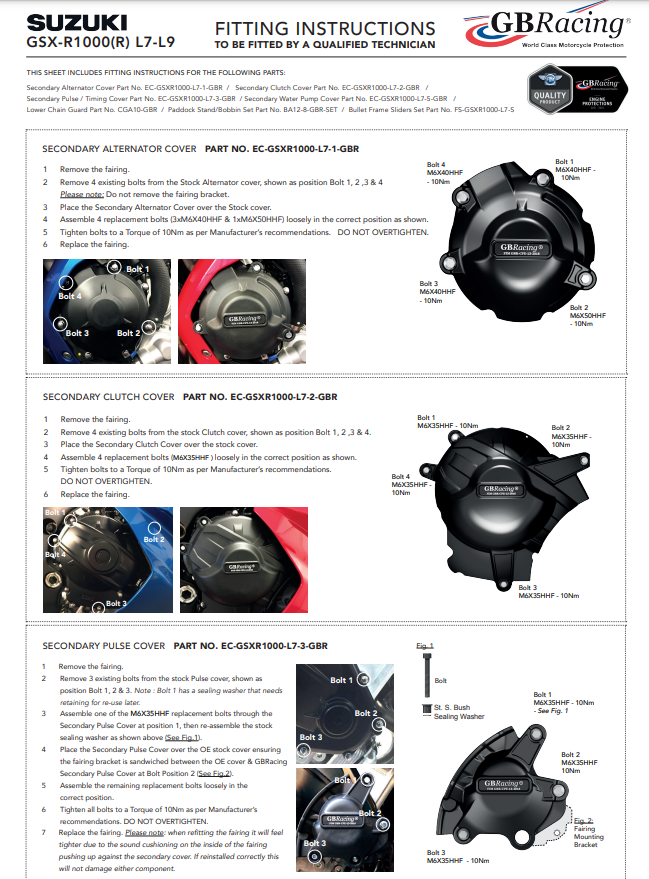 Zündung Protektor Schutzabdeckung GBRacing Suzuki GSX-R 1000 (17-23)