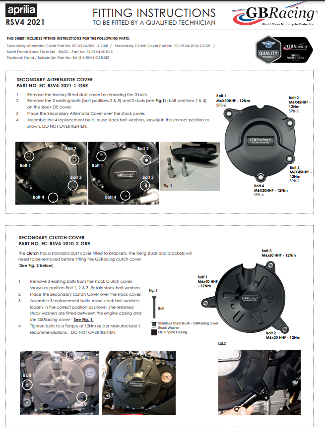 Lichtmaschinen Protektor Schutzabdeckung GBRacing Aprilia RSV4/RR/1100 Factory (21-24)