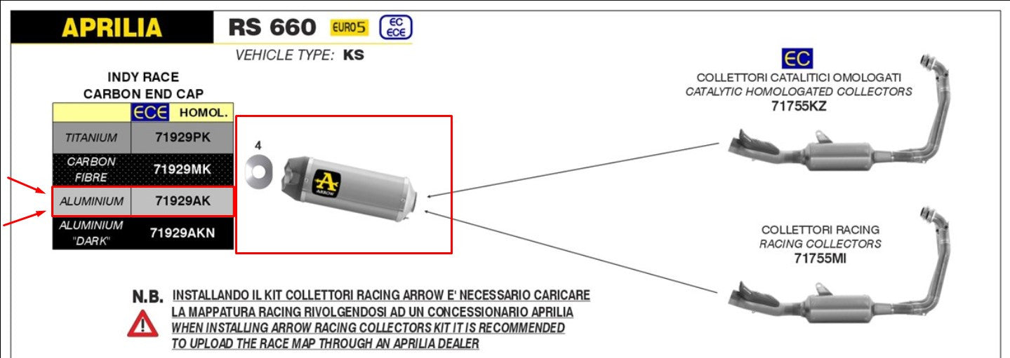 Arrow Slip-On Indy Race Aluminium Aprilia RS 660 (20-24) 71929AK