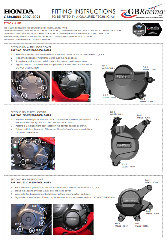Zündung Protektor Schutzabdeckung GBRacing Honda CBR 600 RR (07-21)