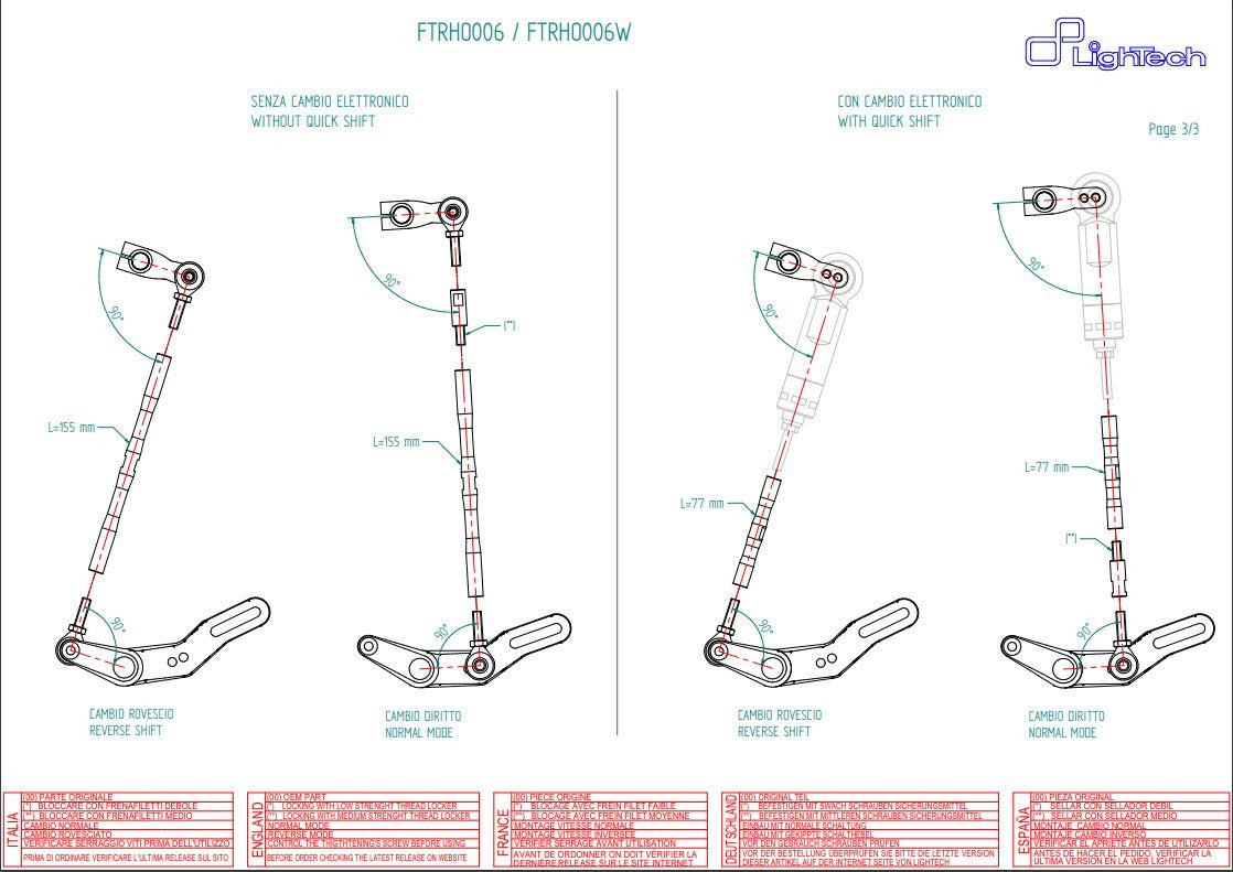 Fußrastenanlage LighTech Honda CBR 1000 RR (08-19) FTRHO006/W