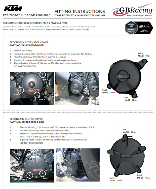 Lichtmaschinen Protektor Schutzabdeckung GBRacing KTM RC8/R 1190 (08-11)