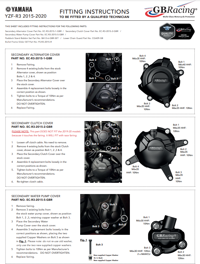 Kupplung Protektor Schutzabdeckung GBRacing Yamaha YZF-R3 (15-22)