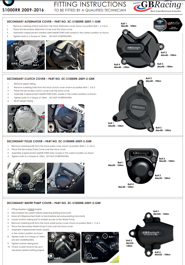 Wasserpumpen Protektor Schutzabdeckung GBRacing BMW S1000RR (19-26)