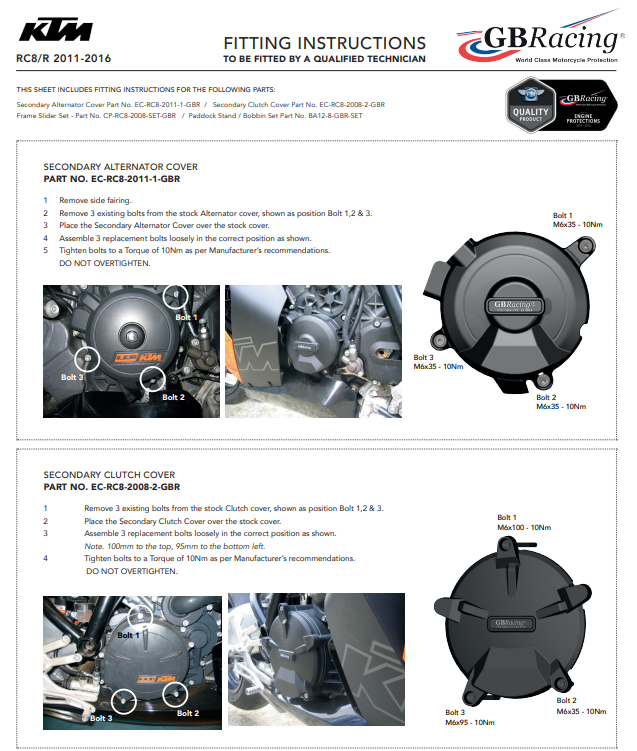 Lichtmaschinen Protektor Schutzabdeckung GBRacing KTM RC8/R 1190 (12-16)